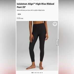 lululemon Align™ High-Rise Ribbed Pant 25”.